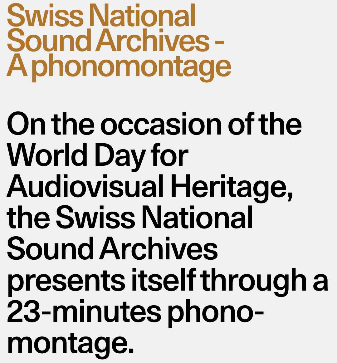 La Fonoteca nazionale svizzera – un fonomontaggio